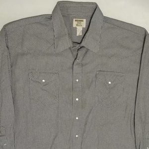 Vintage Ruddock Western Pearl Snap Shirt Houndstooth Black White Tall Man's F…